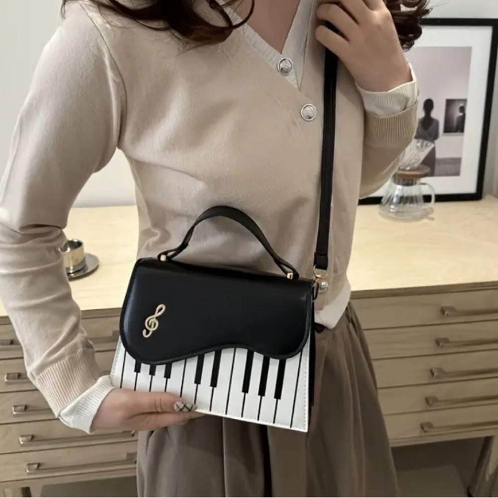 Stylish Piano-Print Crossbody Bag by